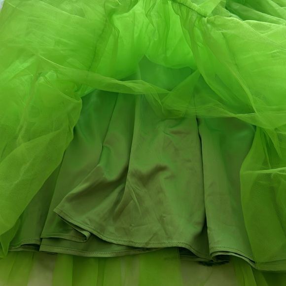 Lulus Rule the Runway Lime Green Tulle Bustier Straps Prom Tiered Maxi Dress M/L - Picture 11 of 15
